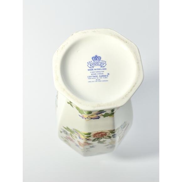 Aynsley “Cottage Garden” Bone China Tall Paneled Hour Figure Table Vase 8 7/8” - Picture 6 of 7